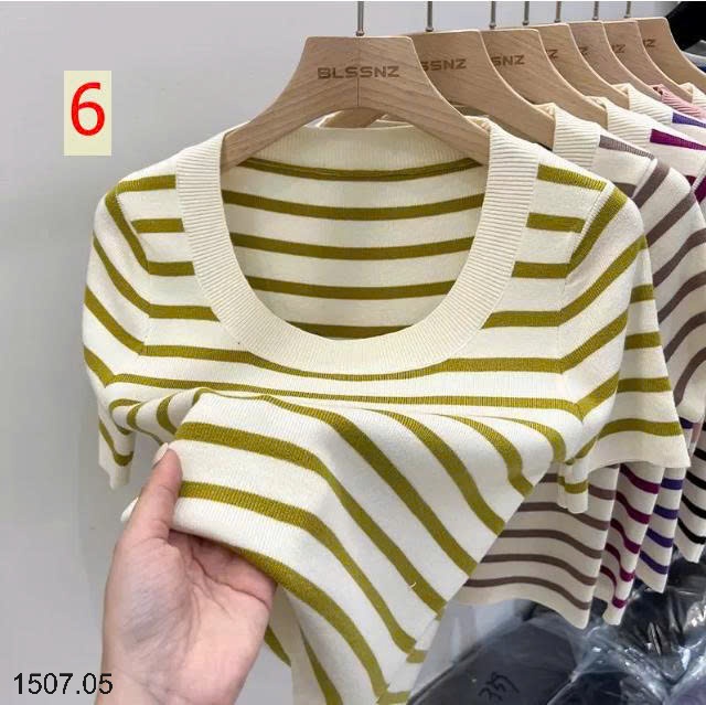 25HA1507.05 - ÁO LEN KẺ DỆT KIM NỮ