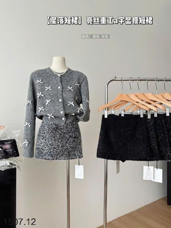 25HA1507.12 - ÁO LEN CARDIGAN ĐÍNH NƠ CHO NỮ