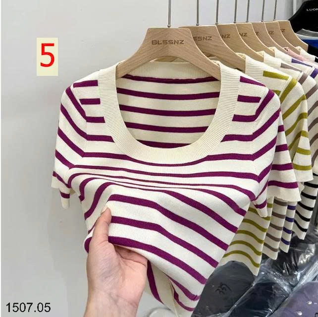 25HA1507.05 - ÁO LEN KẺ DỆT KIM NỮ