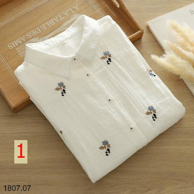 25HA1807.07 - ÁO SƠ MI THÊU HOA NỮ