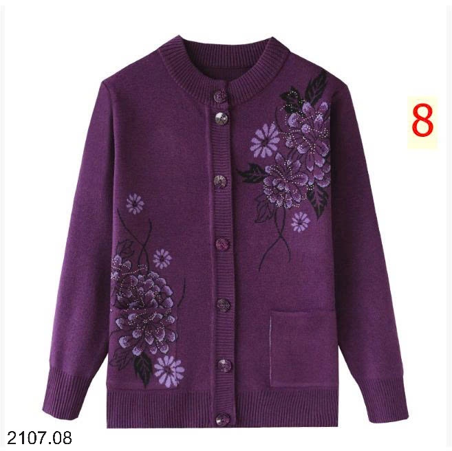 25HA2107.08 - ÁO LEN TRUNG NIÊN IN HOA TẶNG MẸ