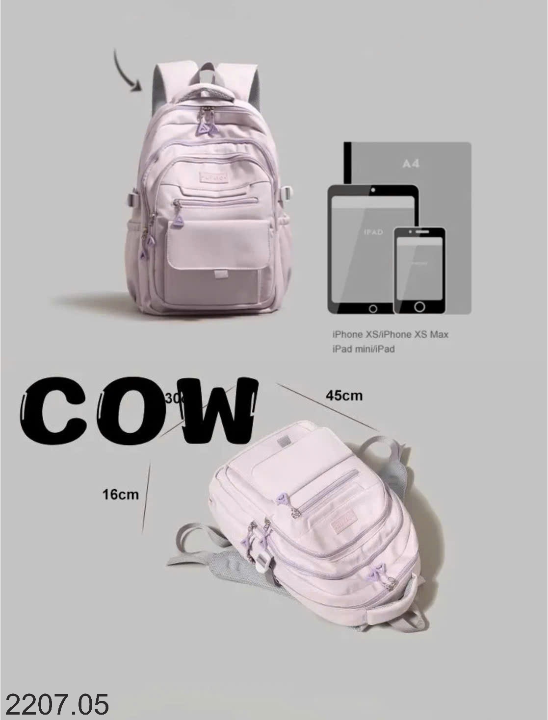 25HA2207.05 - BA LÔ ĐA NĂNG COW