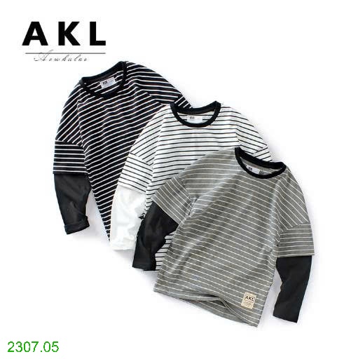25HA2307.05 - ÁO KẺ PHỐI TAY SIZE ĐẠI BÉ TRAI HÃNG AKL