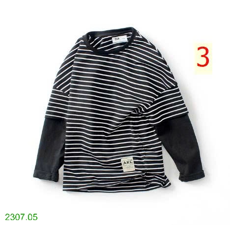 25HA2307.05 - ÁO KẺ PHỐI TAY SIZE ĐẠI BÉ TRAI HÃNG AKL