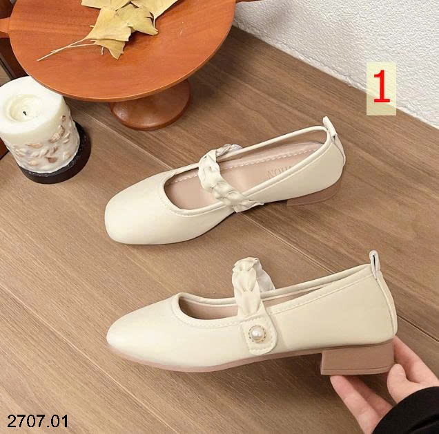 25HA2707.01 - GIÀY ĐẾ THẤP MARRY JANE QUAI NGỌC