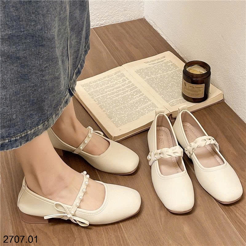 25HA2707.01 - GIÀY ĐẾ THẤP MARRY JANE QUAI NGỌC