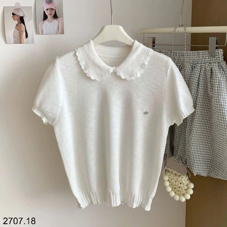 25HA2707.18 - ÁO DỆT KIM CỔ SEN NỮ