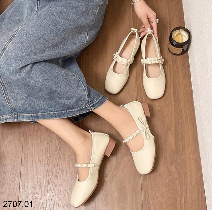 25HA2707.01 - GIÀY ĐẾ THẤP MARRY JANE QUAI NGỌC
