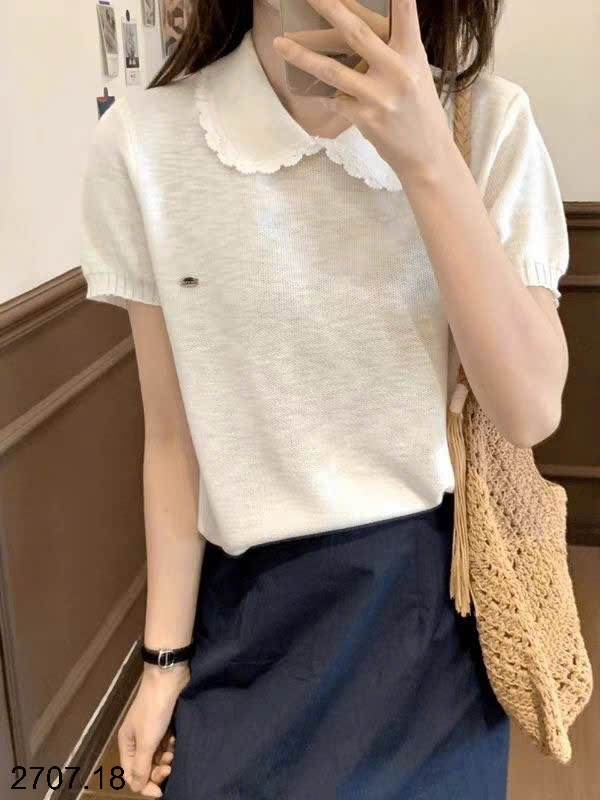 25HA2707.18 - ÁO DỆT KIM CỔ SEN NỮ