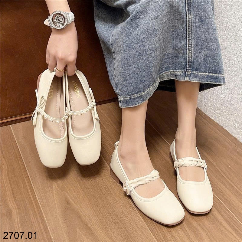 25HA2707.01 - GIÀY ĐẾ THẤP MARRY JANE QUAI NGỌC
