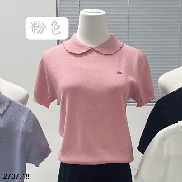 25HA2707.18 - ÁO DỆT KIM CỔ SEN NỮ