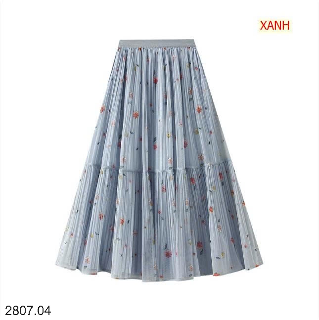 25HA2807.04 - CHÂN VÁY MIDI XẾP LY HOA ANGLE