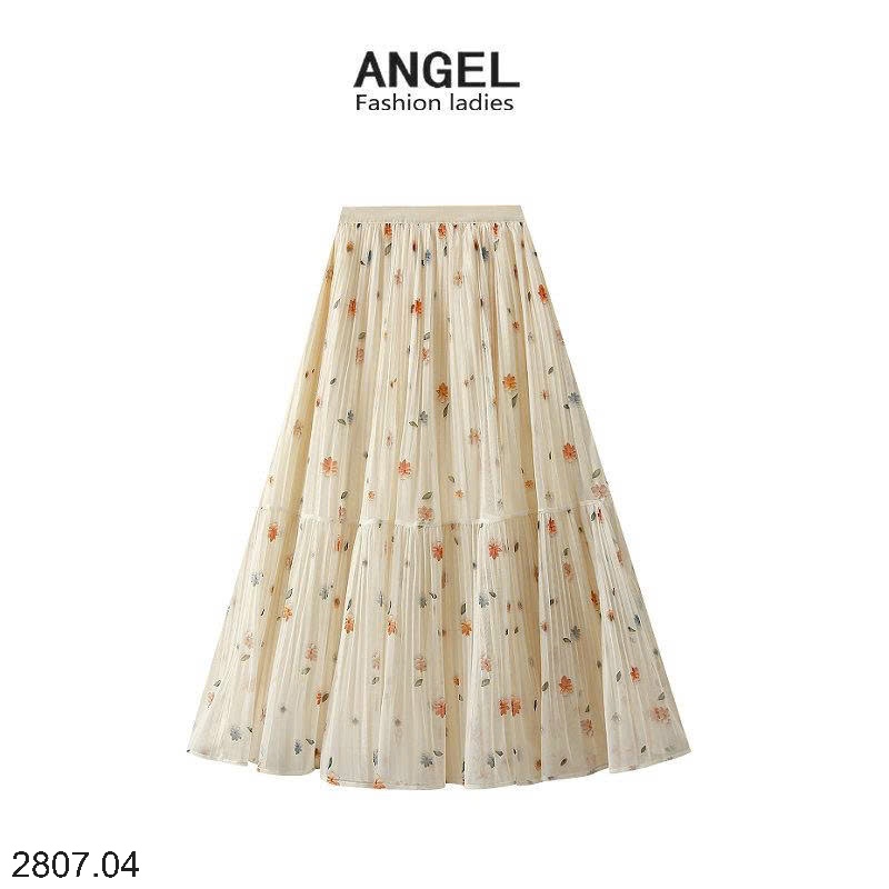 25HA2807.04 - CHÂN VÁY MIDI XẾP LY HOA ANGLE