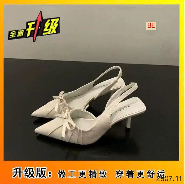 25HA2807.11 - GIÀY SANDAL CAO GÓT MŨI NHỌN ĐÍNH NƠ