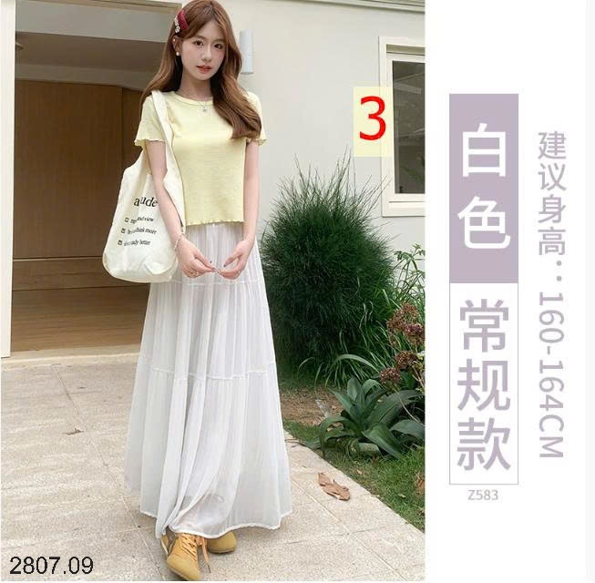 25HA2807.09 - CHÂN VÁY DÀI MIDI XẾP LY NỮ