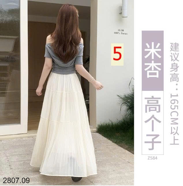25HA2807.09 - CHÂN VÁY DÀI MIDI XẾP LY NỮ