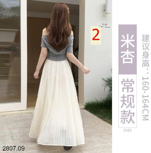 25HA2807.09 - CHÂN VÁY DÀI MIDI XẾP LY NỮ