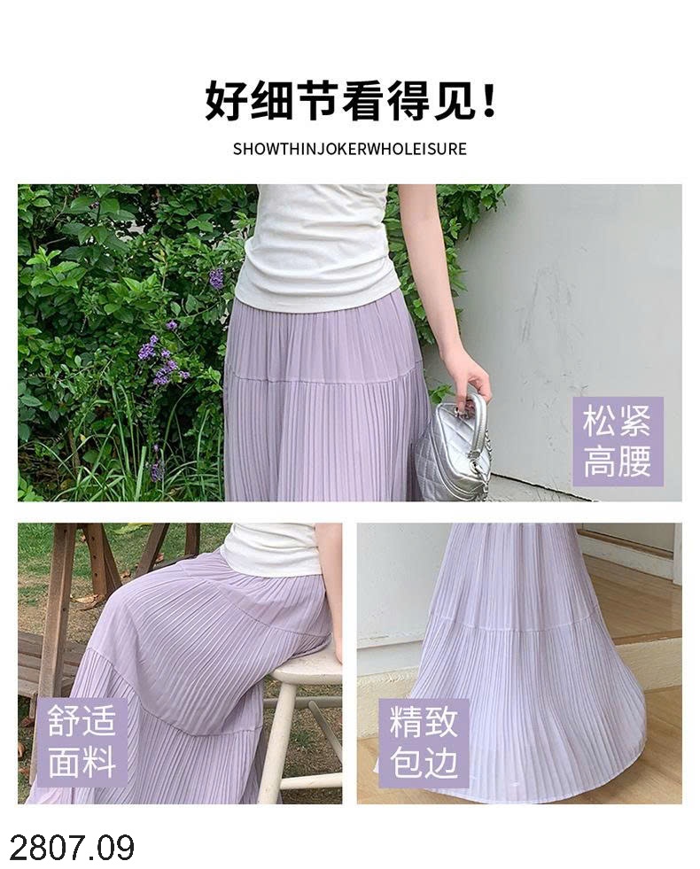 25HA2807.09 - CHÂN VÁY DÀI MIDI XẾP LY NỮ