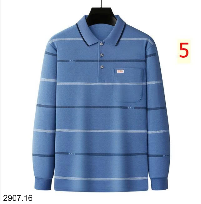 25HA2907.16 - POLO KẺ DÀI TAY CHO NAM