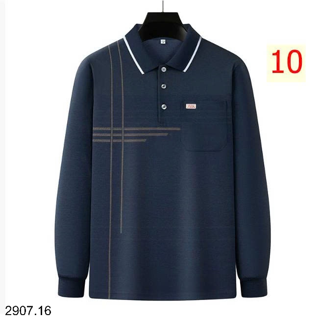 25HA2907.16 - POLO KẺ DÀI TAY CHO NAM