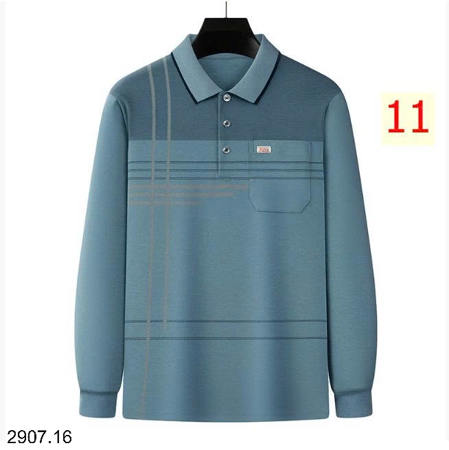 25HA2907.16 - POLO KẺ DÀI TAY CHO NAM