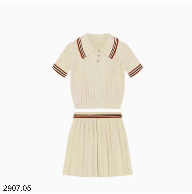 25HA2907.05 - SET VÁY XẾP LY ÁO POLO NHÀ MORAN