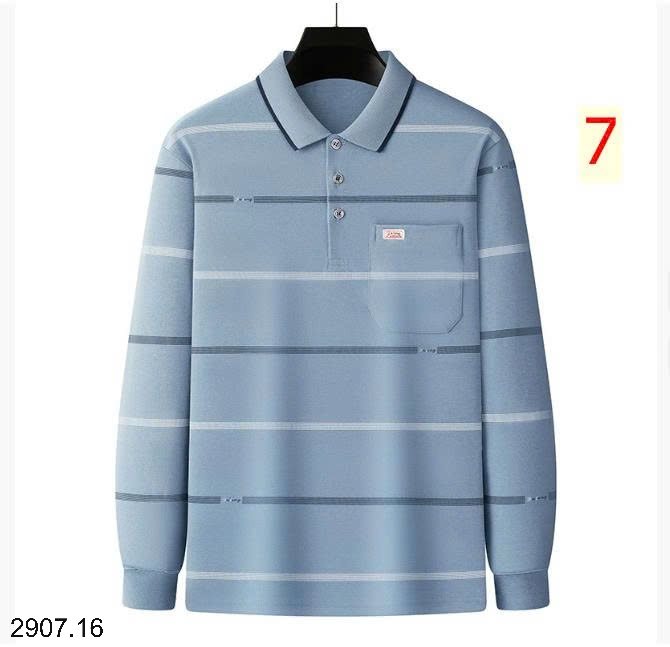 25HA2907.16 - POLO KẺ DÀI TAY CHO NAM