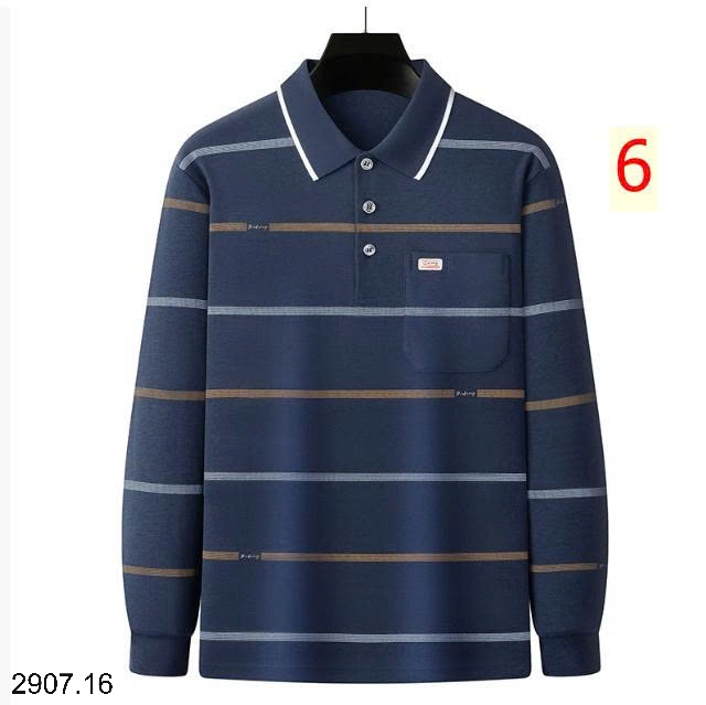 25HA2907.16 - POLO KẺ DÀI TAY CHO NAM