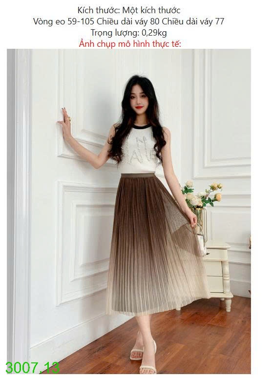 25HA3007.13 - VÁY XẾP LY NỮ ANGEL 2 MÀU
