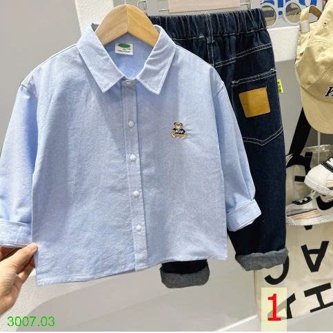25HA3007.03 - ÁO SƠ MI DÀI TAY THÊU HÌNH GẤU KACADY