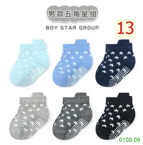 25HA0108.09 - SET 6 ĐÔI TẤT CHỐNG TRƠN TRƯỢT CHO BÉ