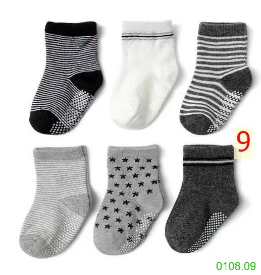 25HA0108.09 - SET 6 ĐÔI TẤT CHỐNG TRƠN TRƯỢT CHO BÉ