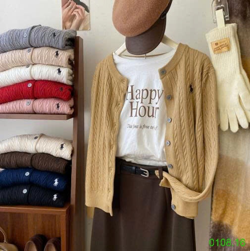 25HA0108.16 - ÁO LEN CARDIGAN THÊU HÌNH NGỰA