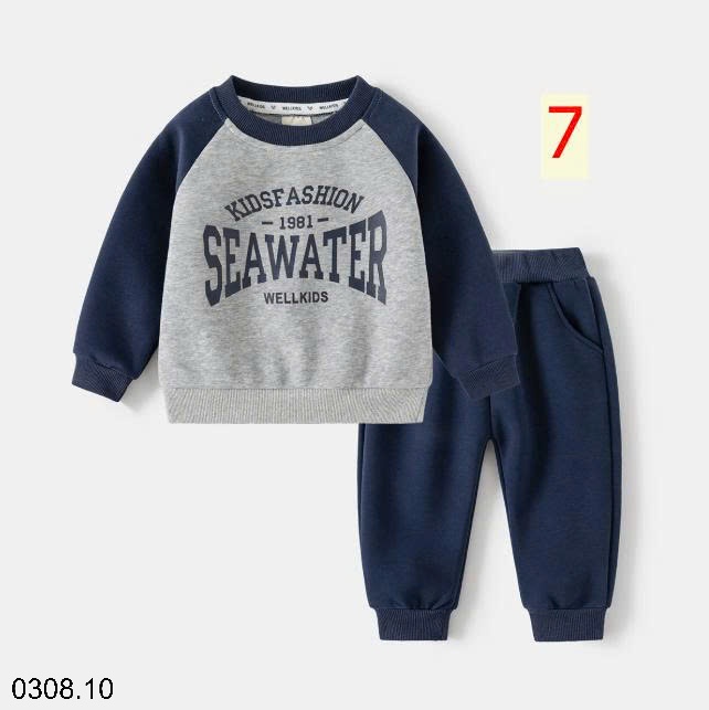 25HA0308.10 - BỘ NỈ BÉ TRAI HÃNG WELLKIDS