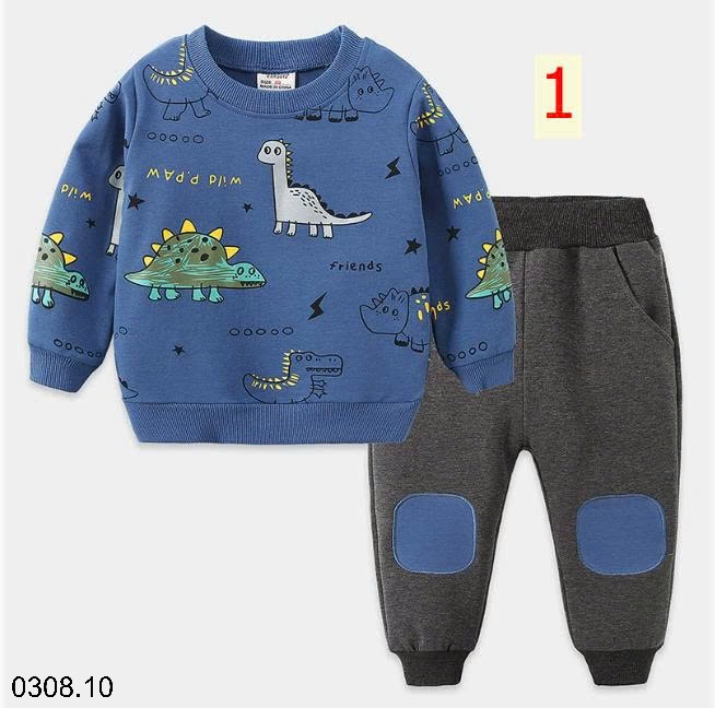 25HA0308.10 - BỘ NỈ BÉ TRAI HÃNG WELLKIDS