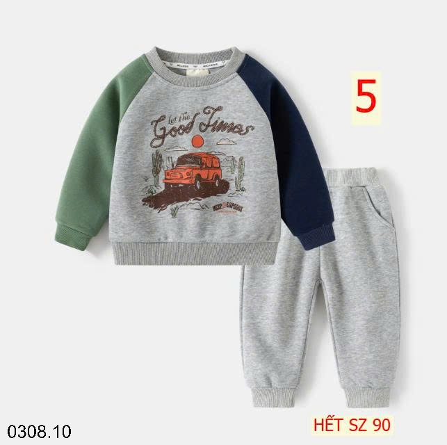 25HA0308.10 - BỘ NỈ BÉ TRAI HÃNG WELLKIDS
