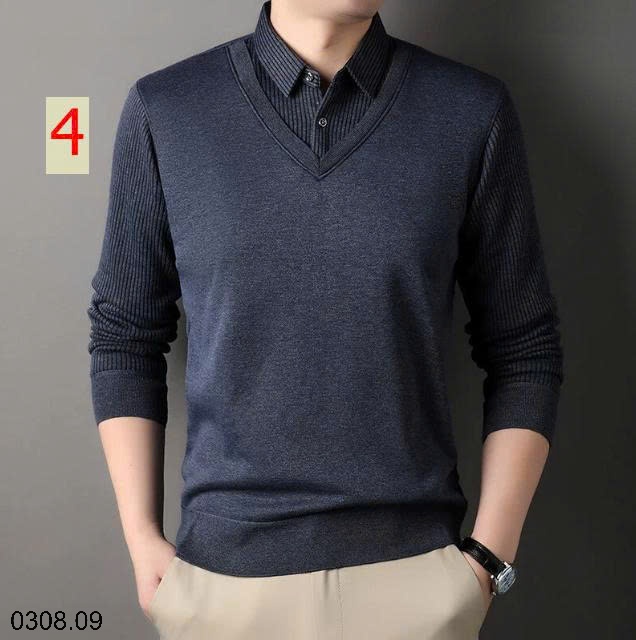 25HA0308.09 - ÁO LEN CỔ SƠ MI CHO NAM