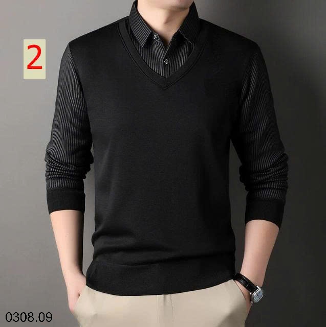 25HA0308.09 - ÁO LEN CỔ SƠ MI CHO NAM