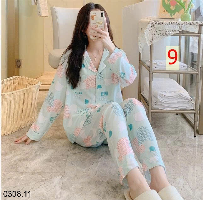 25HA0308.11 - BỘ PIZAMA LANH HOA XINH CHO NỮ
