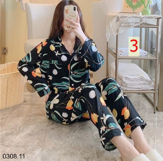 25HA0308.11 - BỘ PIZAMA LANH HOA XINH CHO NỮ