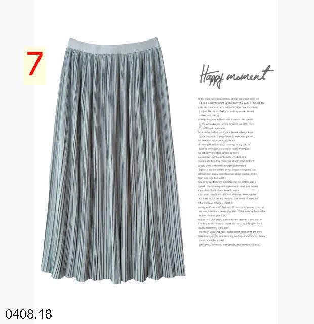 25HA0408.18 - CHÂN VÁY LỤA MIDI XẾP LY ANNA
