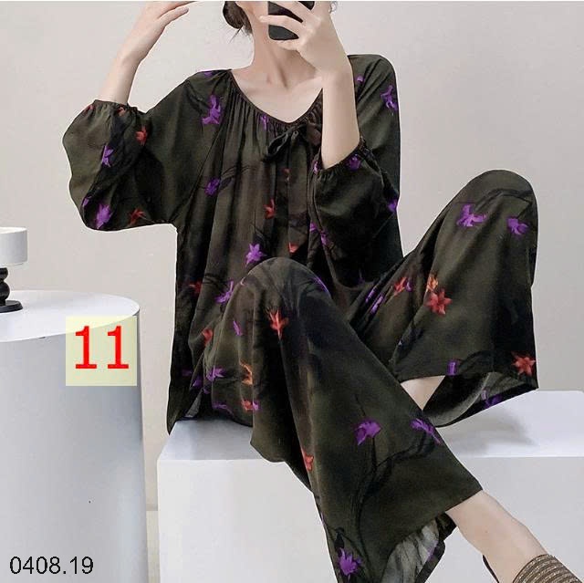 25HA0408.19 - BỘ DÀI NỮ CỔ TRÒN MẶC NHÀ