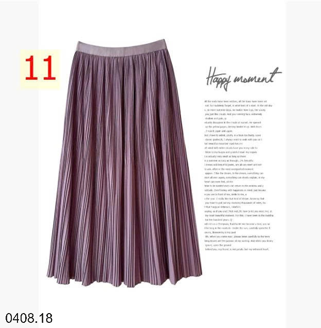 25HA0408.18 - CHÂN VÁY LỤA MIDI XẾP LY ANNA