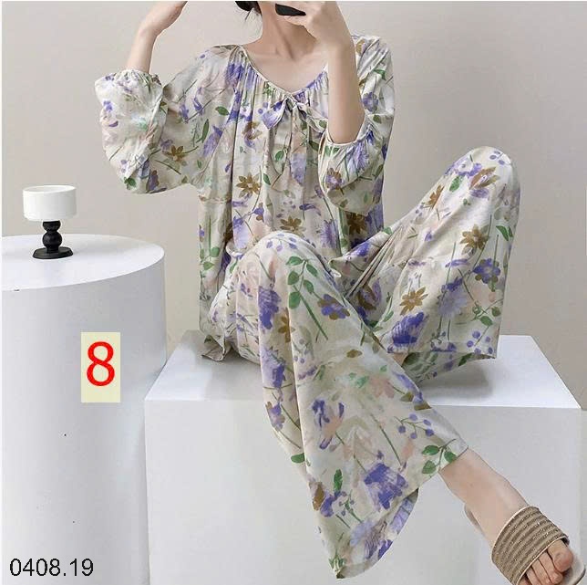 25HA0408.19 - BỘ DÀI NỮ CỔ TRÒN MẶC NHÀ