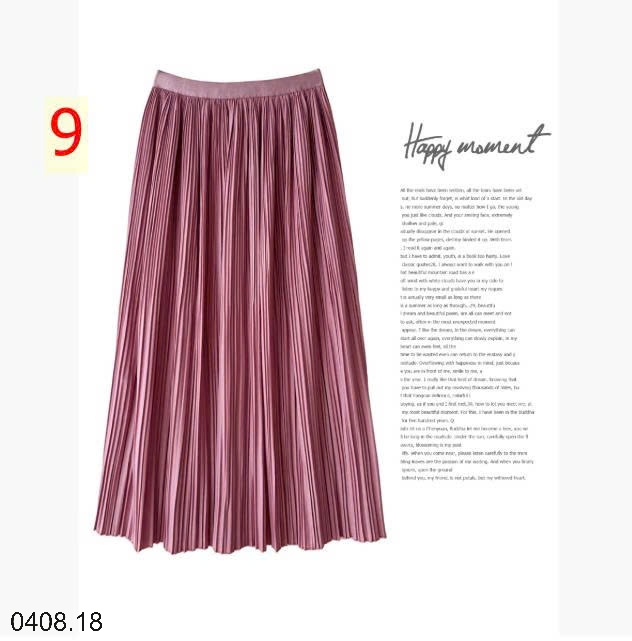 25HA0408.18 - CHÂN VÁY LỤA MIDI XẾP LY ANNA