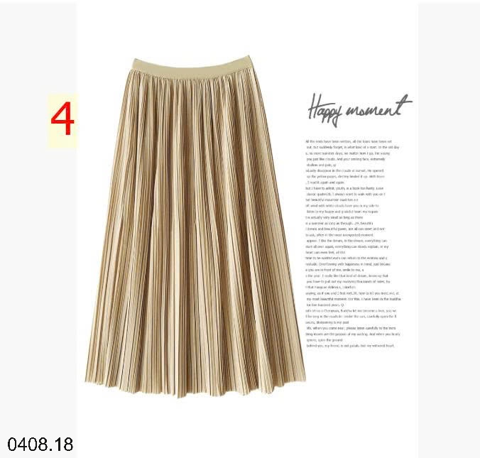 25HA0408.18 - CHÂN VÁY LỤA MIDI XẾP LY ANNA