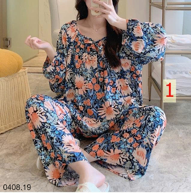 25HA0408.19 - BỘ DÀI NỮ CỔ TRÒN MẶC NHÀ