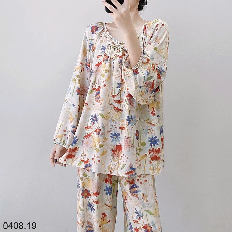 25HA0408.19 - BỘ DÀI NỮ CỔ TRÒN MẶC NHÀ