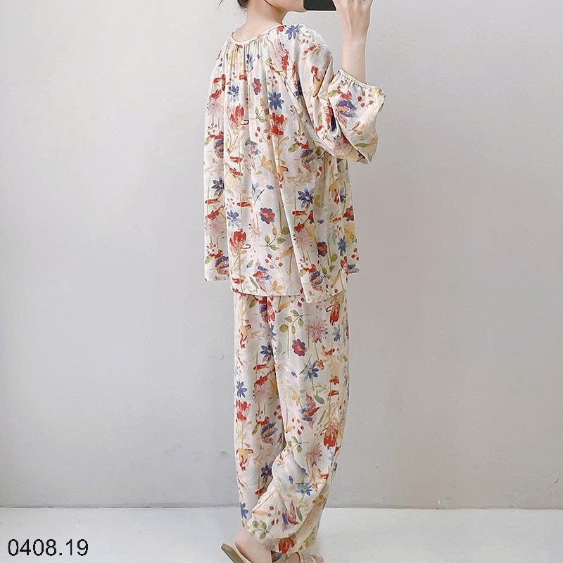 25HA0408.19 - BỘ DÀI NỮ CỔ TRÒN MẶC NHÀ