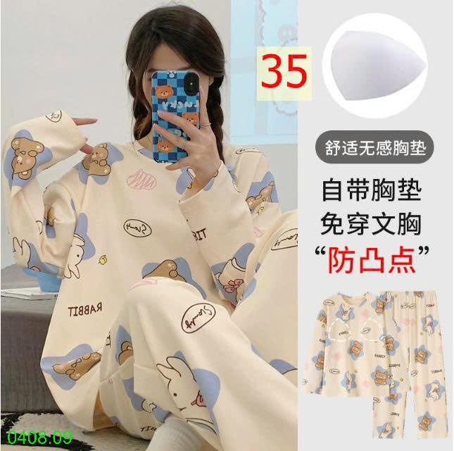 25HA0408.09 - BỘ THU ĐÔNG DÀI TAY KÈM BRA CHO NỮ